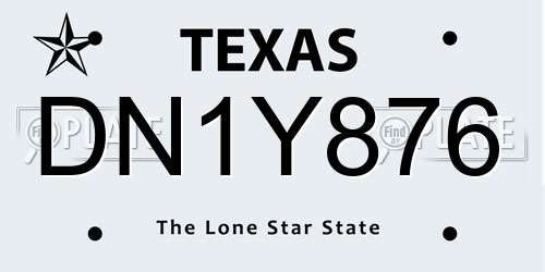 DN1Y876 Texas License Plate