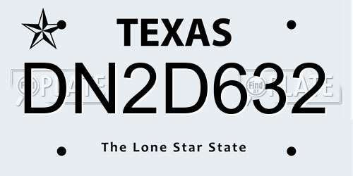 DN2D632 Texas License Plate