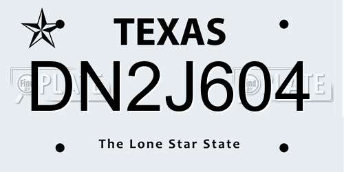 DN2J604 Texas License Plate