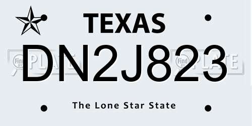 DN2J823 Texas License Plate