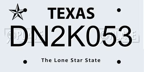 DN2K053 Texas License Plate