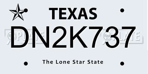 DN2K737 Texas License Plate
