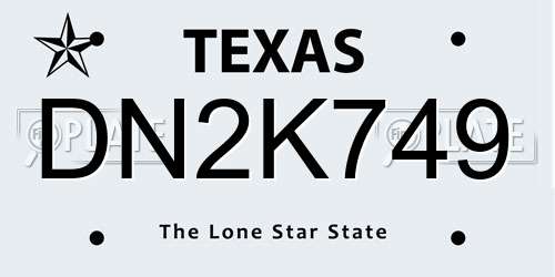DN2K749 Texas License Plate