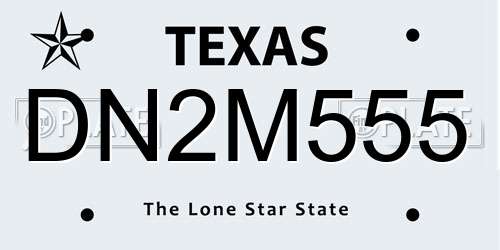 DN2M555 Texas License Plate