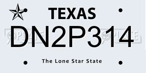 DN2P314 Texas License Plate