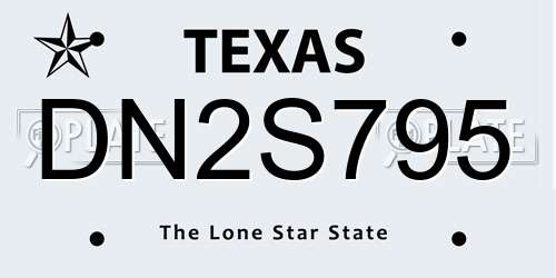 DN2S795 Texas License Plate