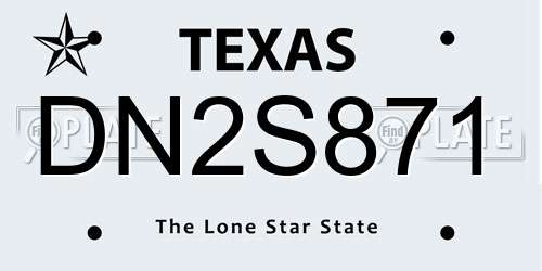 DN2S871 Texas License Plate