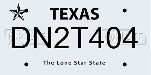 DN2T404 Texas License Plate