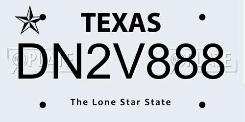 DN2V888 Texas License Plate