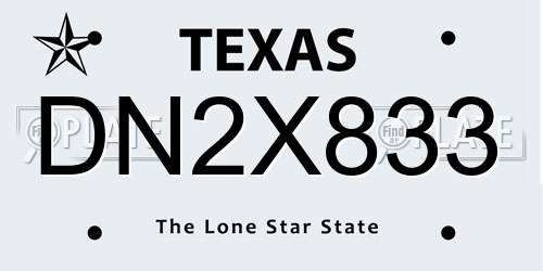 DN2X833 Texas License Plate
