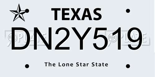 DN2Y519 Texas License Plate