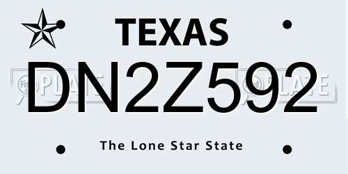 DN2Z592 Texas License Plate