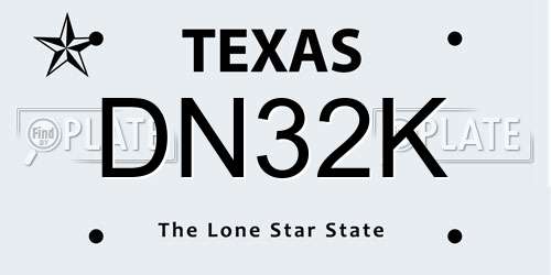 DN32K Texas License Plate