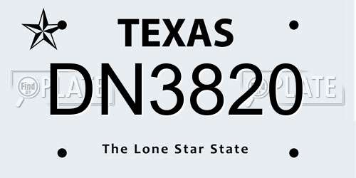 DN3820 Texas License Plate