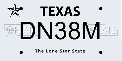 DN38M Texas License Plate