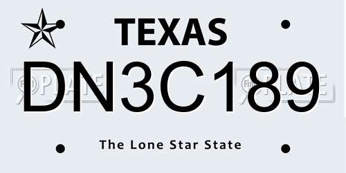 DN3C189 Texas License Plate