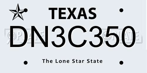 DN3C350 Texas License Plate