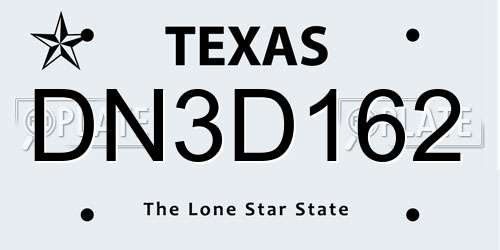 DN3D162 Texas License Plate