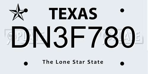 DN3F780 Texas License Plate