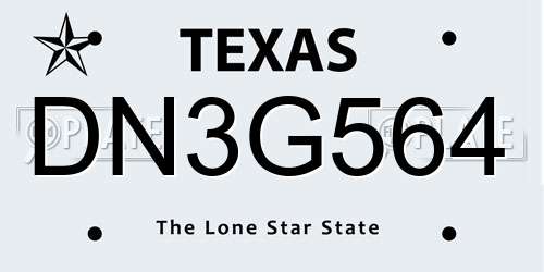 DN3G564 Texas License Plate