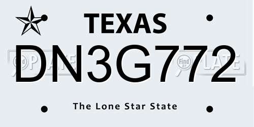 DN3G772 Texas License Plate
