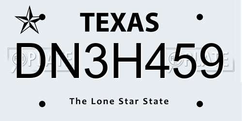 DN3H459 Texas License Plate