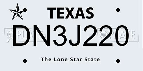 DN3J220 Texas License Plate