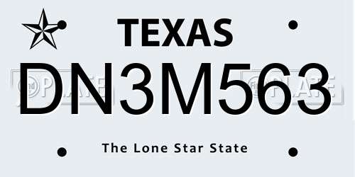 DN3M563 Texas License Plate