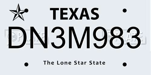 DN3M983 Texas License Plate