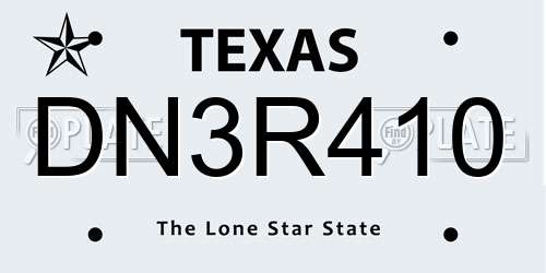 DN3R410 Texas License Plate