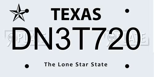 DN3T720 Texas License Plate
