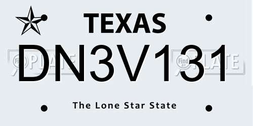 DN3V131 Texas License Plate