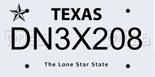 DN3X208 Texas License Plate