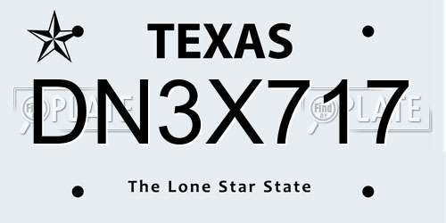 DN3X717 Texas License Plate