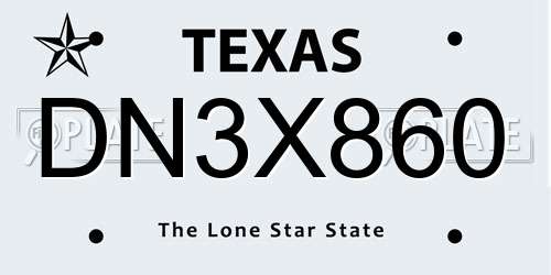 DN3X860 Texas License Plate