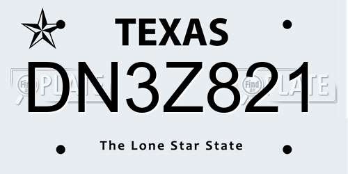 DN3Z821 Texas License Plate