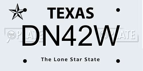 DN42W Texas License Plate