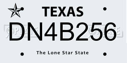 DN4B256 Texas License Plate