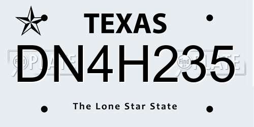 DN4H235 Texas License Plate