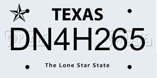 DN4H265 Texas License Plate