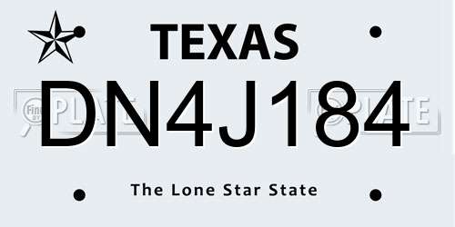 DN4J184 Texas License Plate