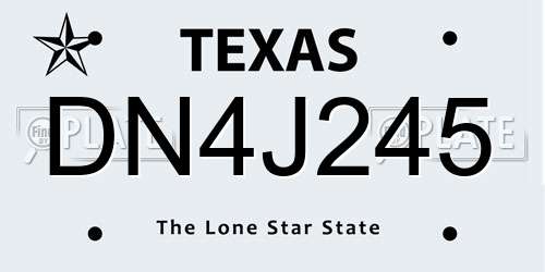 DN4J245 Texas License Plate