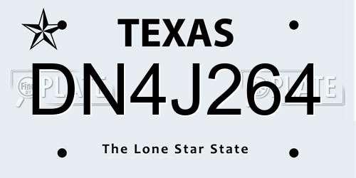 DN4J264 Texas License Plate