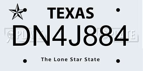 DN4J884 Texas License Plate