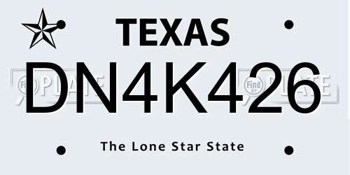 DN4K426 Texas License Plate
