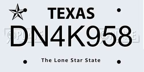 DN4K958 Texas License Plate