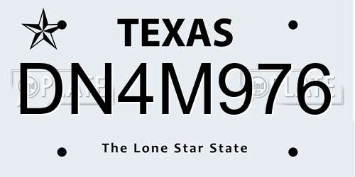 DN4M976 Texas License Plate