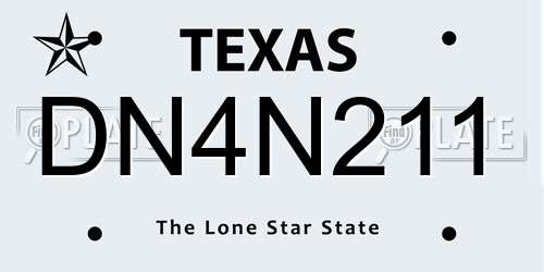 DN4N211 Texas License Plate