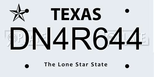 DN4R644 Texas License Plate