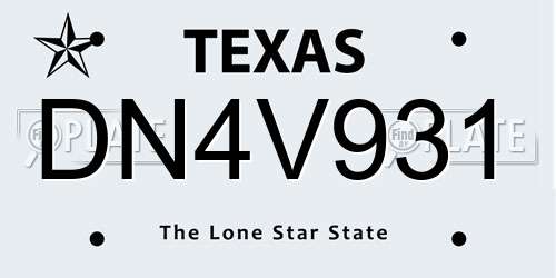 DN4V931 Texas License Plate